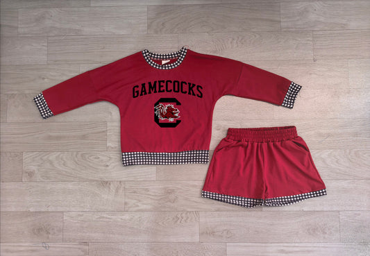 GAMECOCKS long sleeve pullover vinyl top matching shorts girls outfit preorder