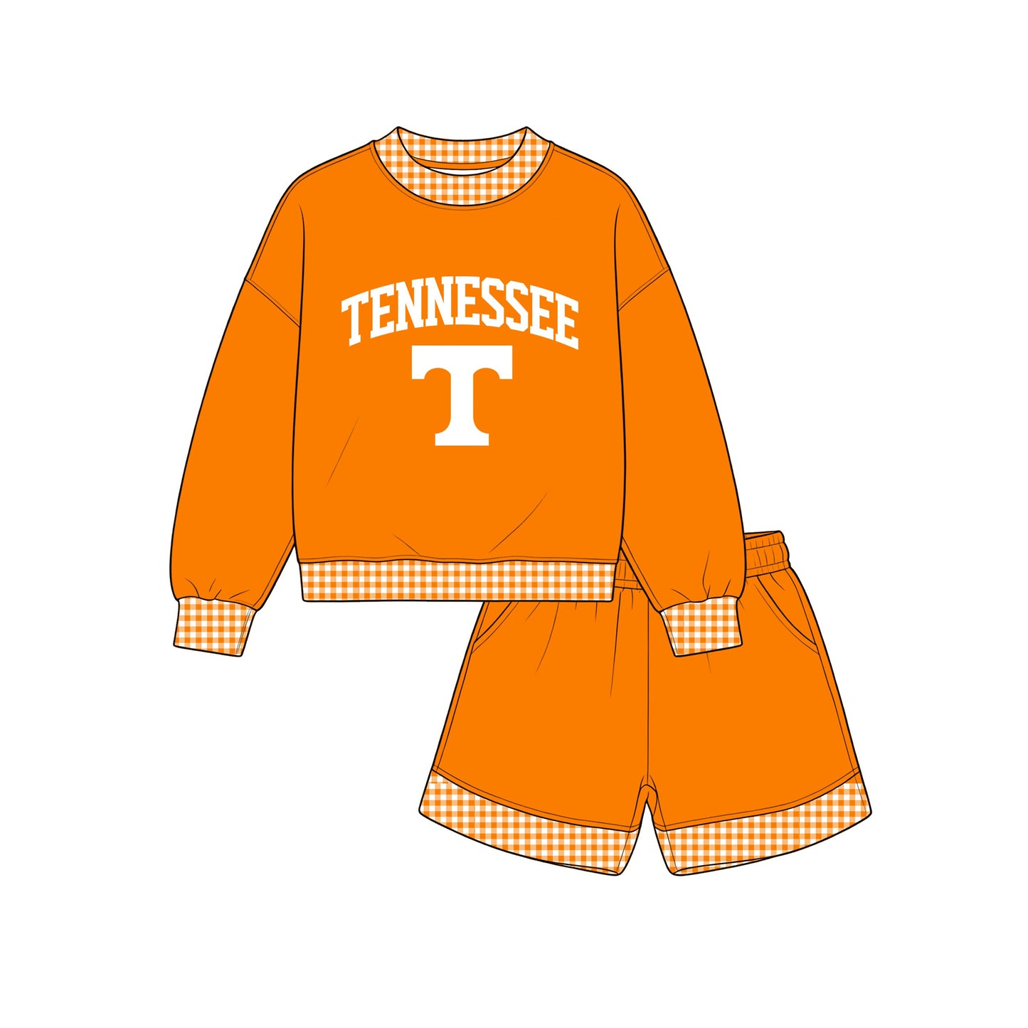 Adult Women tennessee long sleeve pullover matching shorts sports outfit preorder