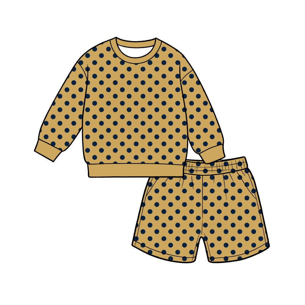 Adult Women golden dots long sleeve top matching shorts outfit preorder