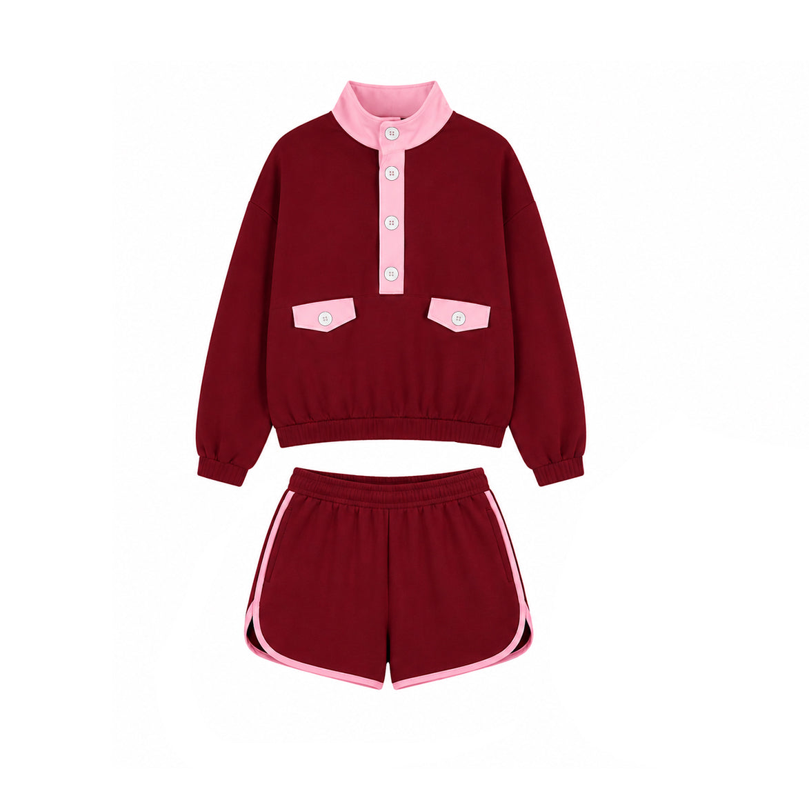 Adult Women maroon top matching shorts cotton outfit preorder