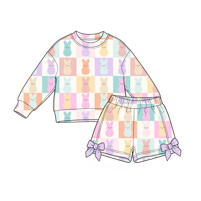 Long sleeve easter bunny pullover top matching shorts girls clothes preorder