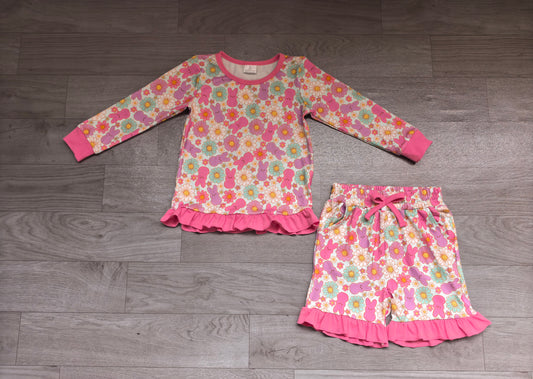 Easter bunny long sleeve top matching shorts girls outfit preorder