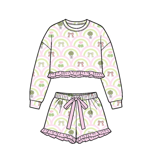 Saint Patrick's Day long sleeve top matching shorts girls outfit preorder