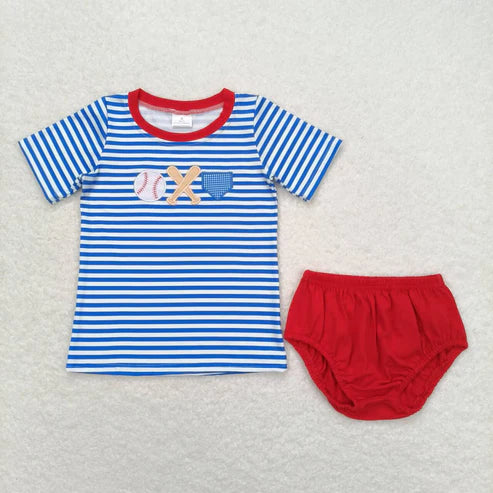 sister brother embroidery baseball print shirt red shorts matching outfit