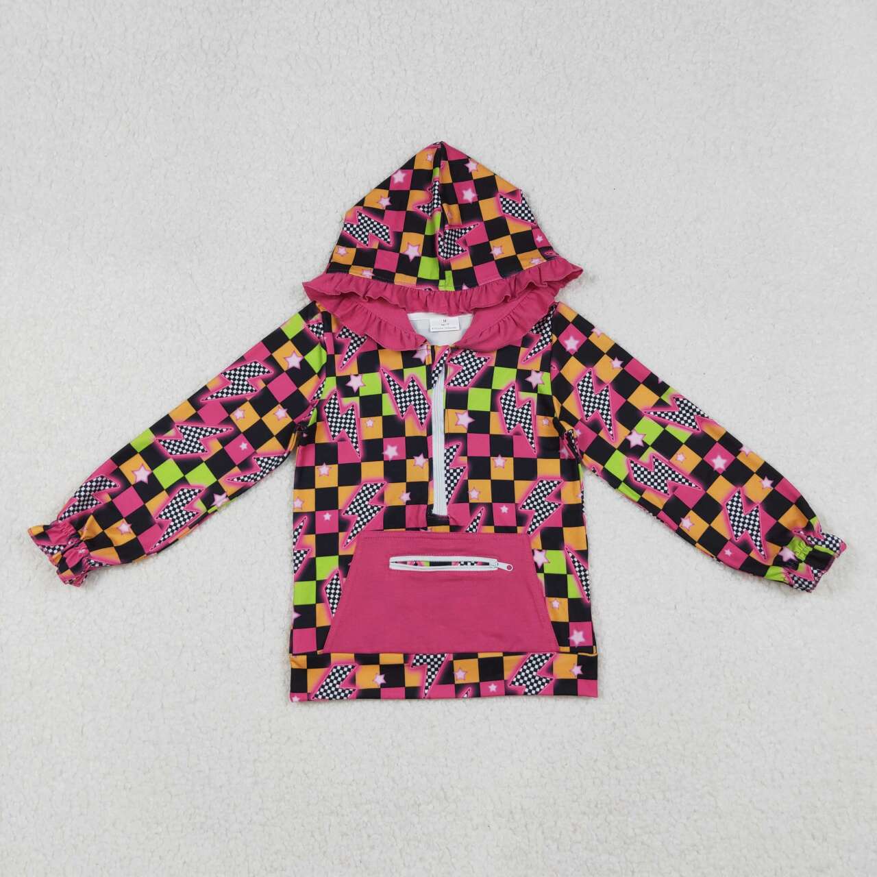 Baby girls plaid design long sleeve hoodie top