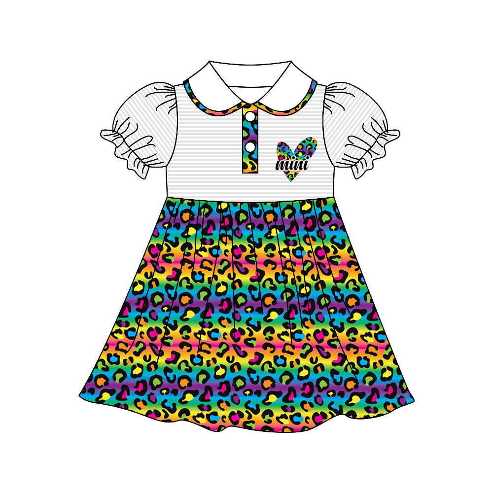 Mini letter rainbow leopard dress preorder