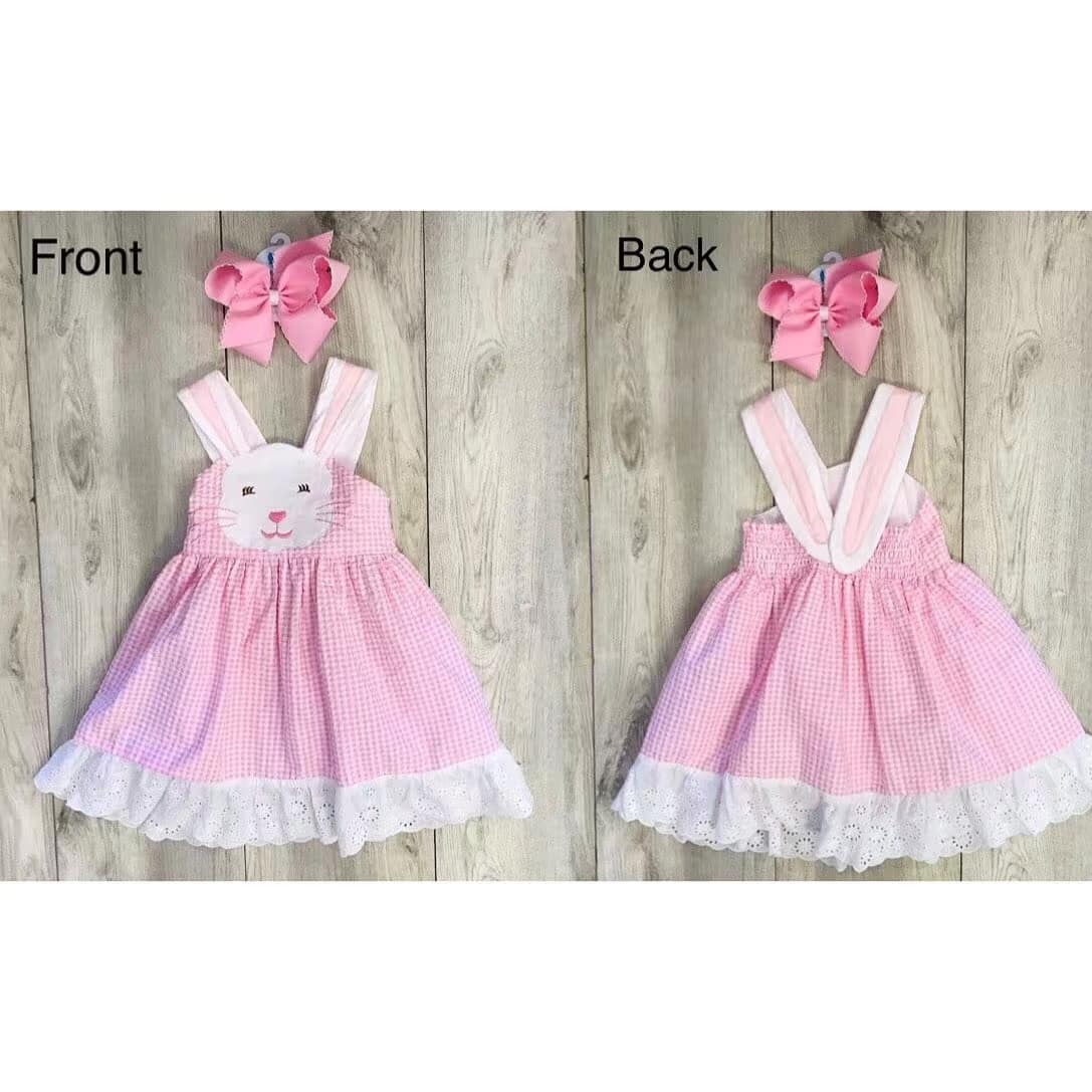 Easter bunny pink gingham dress preorder