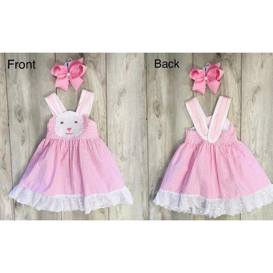 Easter bunny pink gingham dress preorder