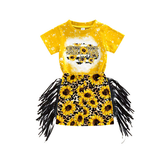 sunflower top matching skirts 2ps clothing set preorder