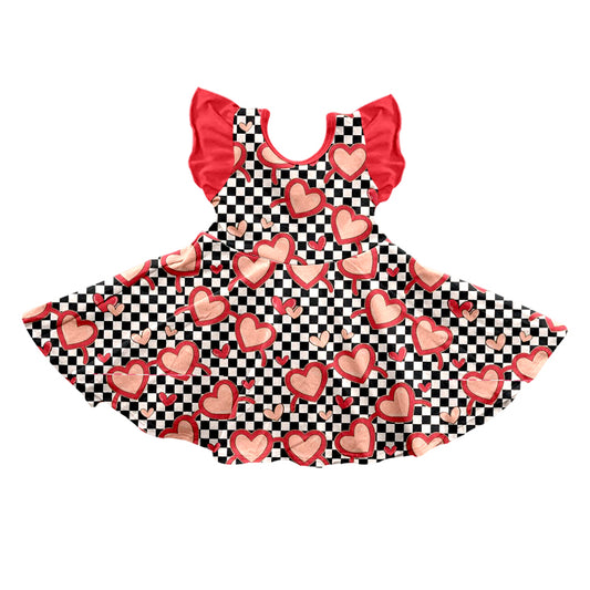 valentines pink heart glass black checkered dress preorder