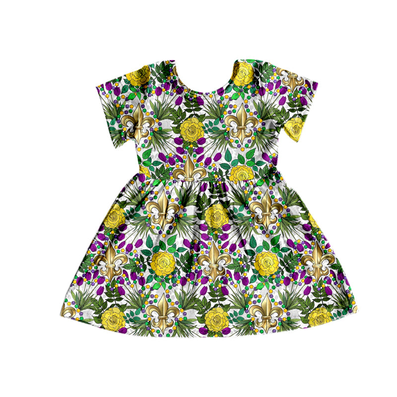 Mardi Gras purple floral dress preorder