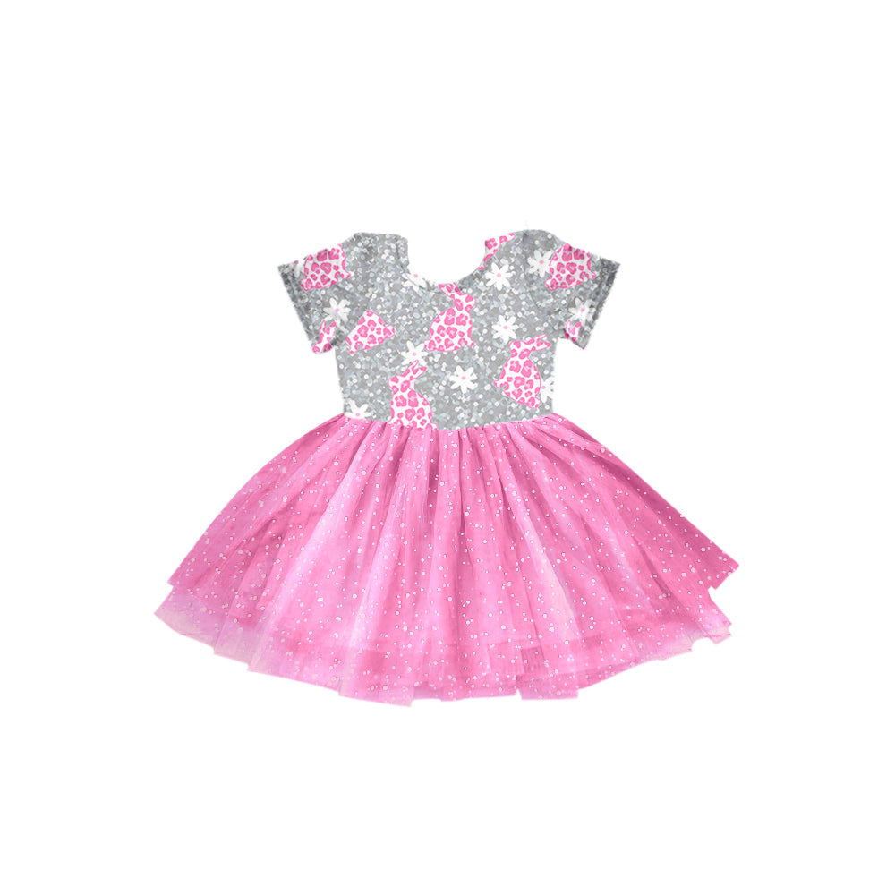 hot pink leopard easter bunny tulle dress preorder