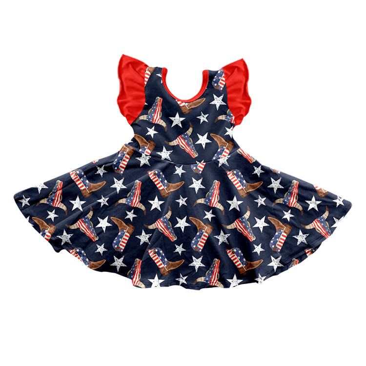 July 4th blue star cow dress preorder