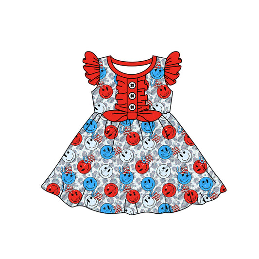 American girls usa smile face july 4th dress preorder