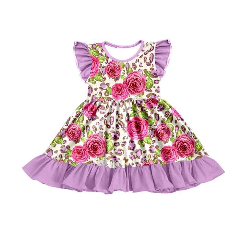 purple floral cheetah boutique dress preorder