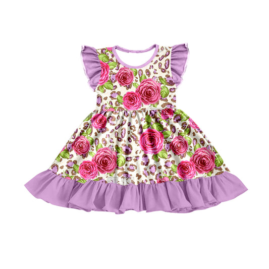 purple floral cheetah boutique dress preorder