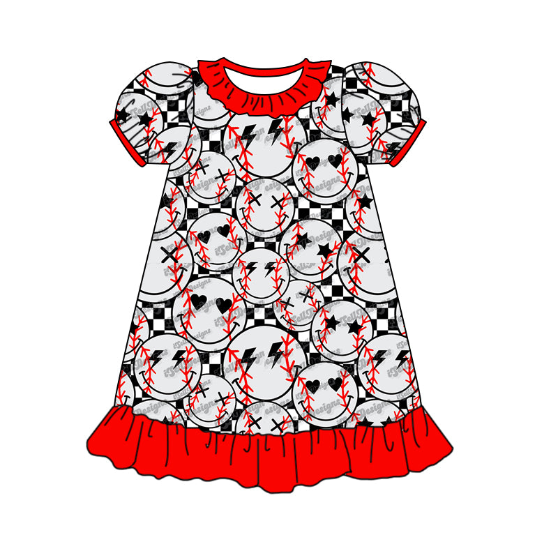 baby girls short sleeve baseball dress preorder