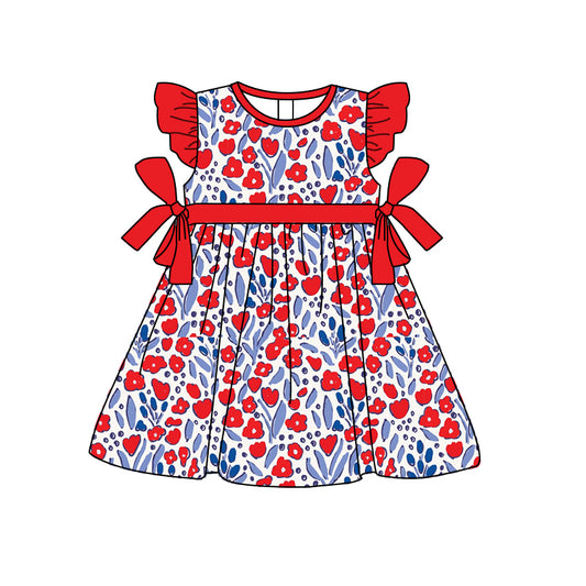 wholesale girls red floral boutique dress preorder