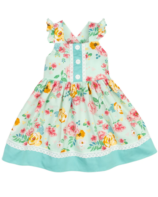 wholesale flower girls boutique button dress preorder