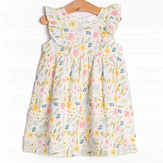 pink floral girls wholesale boutique dress preorder