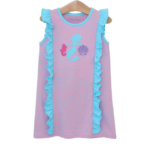 infant baby girls mermaid sea horse shell beach dress preorder