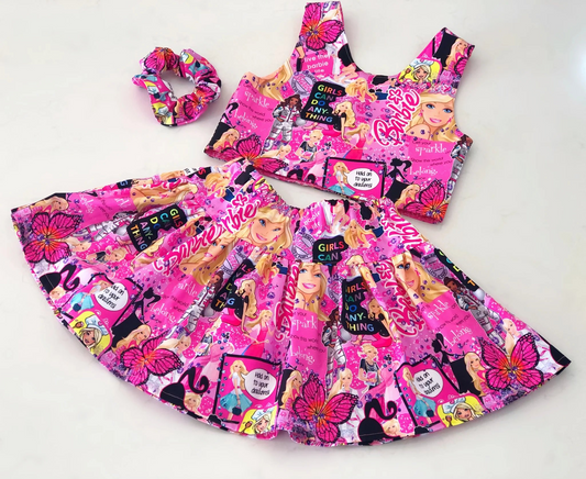 infant baby girls pink doll skirt set preorder