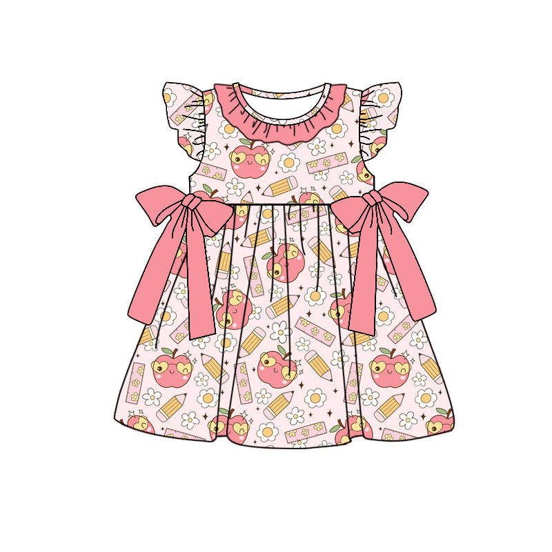 infant baby girls apple pencil back to school floral dress preorder