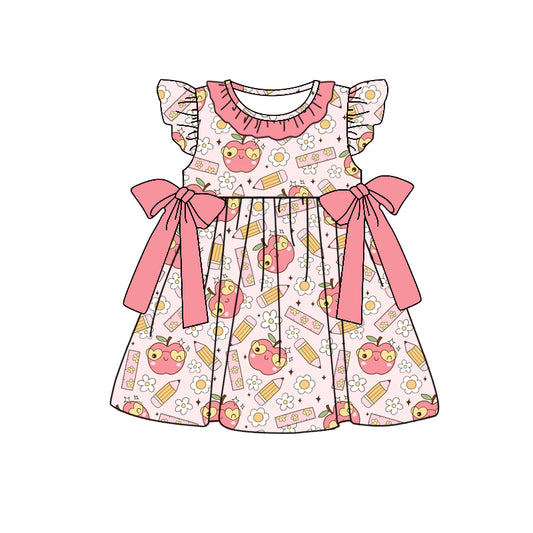 infant baby girls apple pencil back to school floral dress preorder