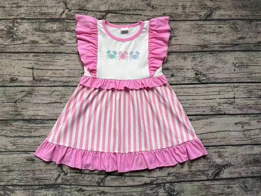 infant baby girls summer beach crab pink stripe dress preorder