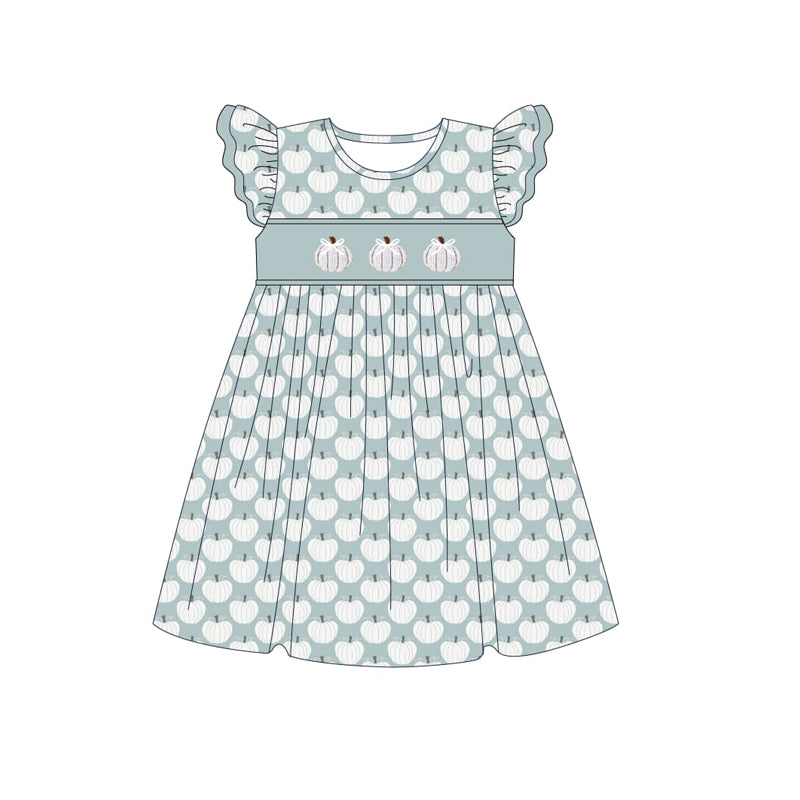 infant baby girls wholesale three pumpkins fall dress preorder