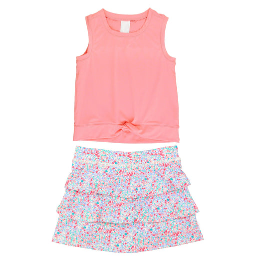 baby girls pink tank top floral skirt 2pcs outfit preorder