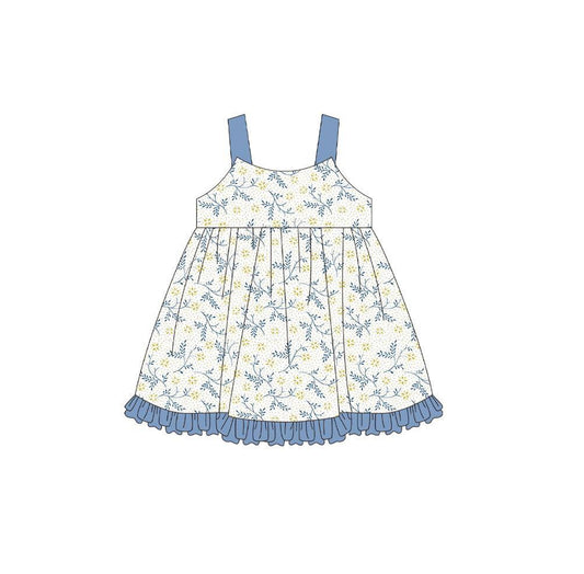 toddle girls blue yellow floral boutique dress preorder