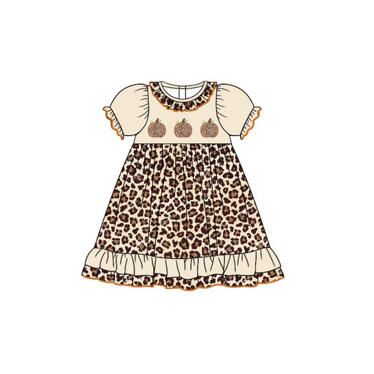 infant baby girls cheetah pumpkin fall season dress preorder