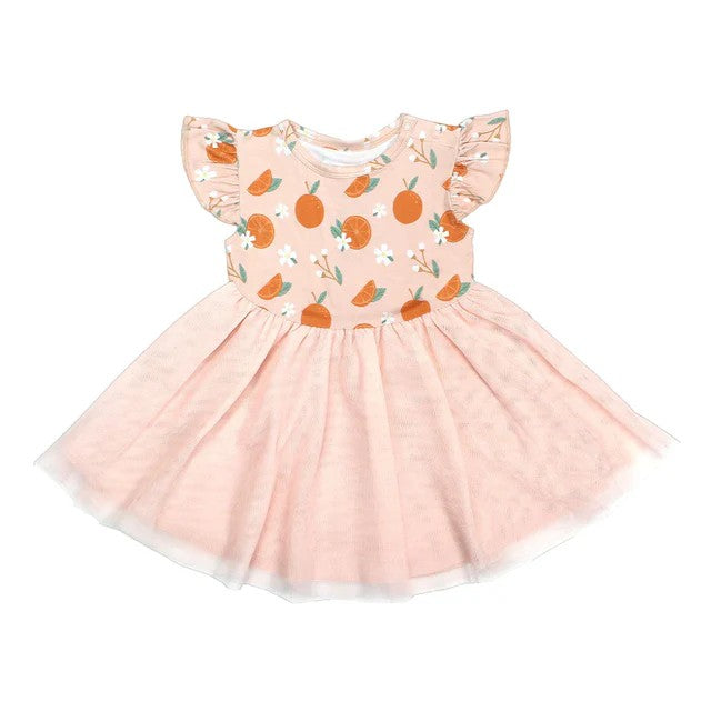 toddle baby girls orange fruit floral tulle dress preorder