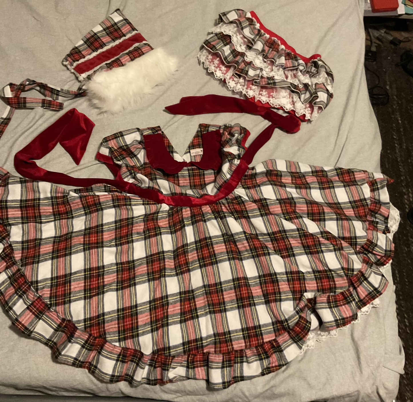 Infant baby girls wholesale christmas red plaid fall winter dress preorder