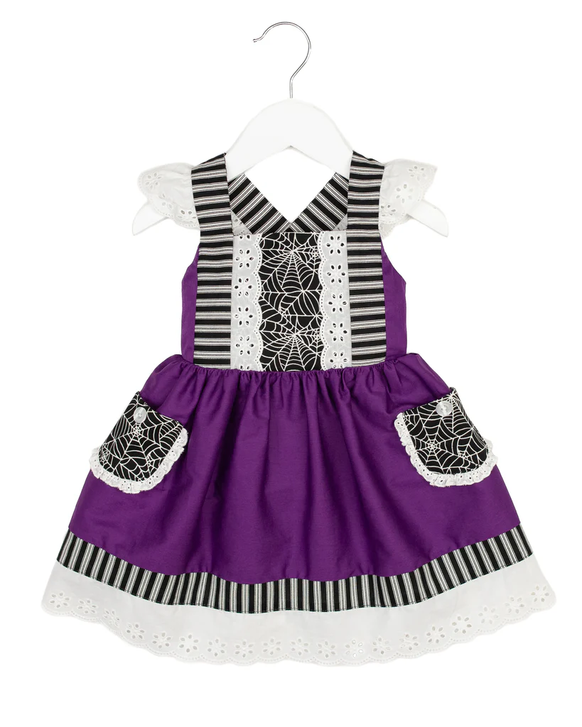 Halloween spiderweb purple pocket dress preorder