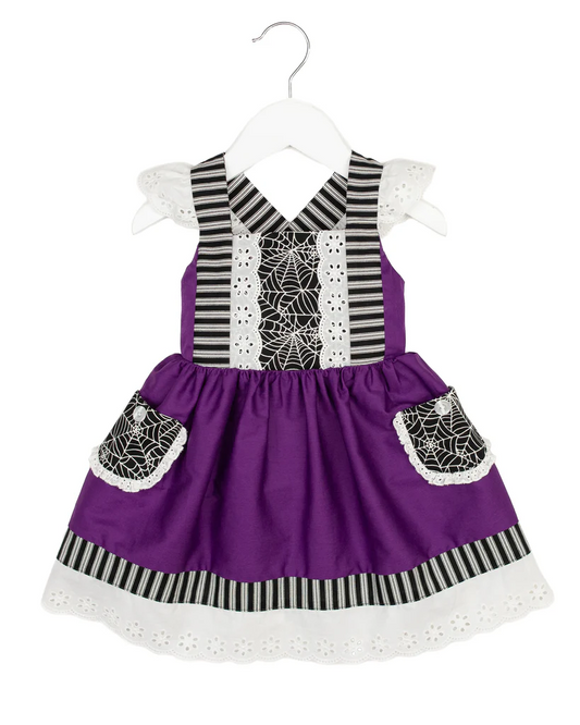 Halloween spiderweb purple pocket dress preorder