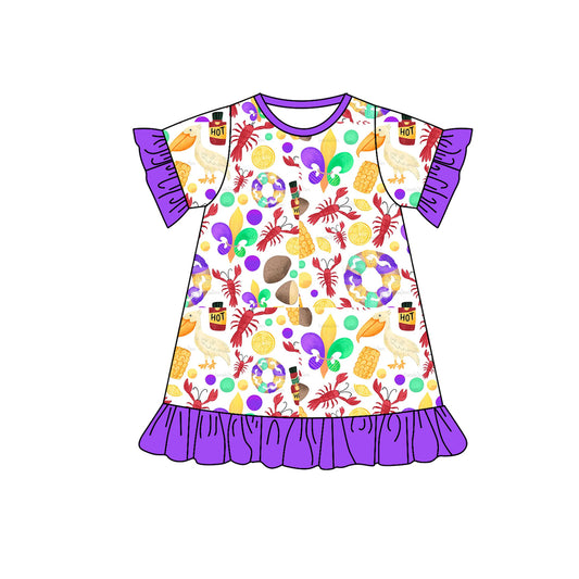 Girls Mardi Gras short sleeve dress preorder