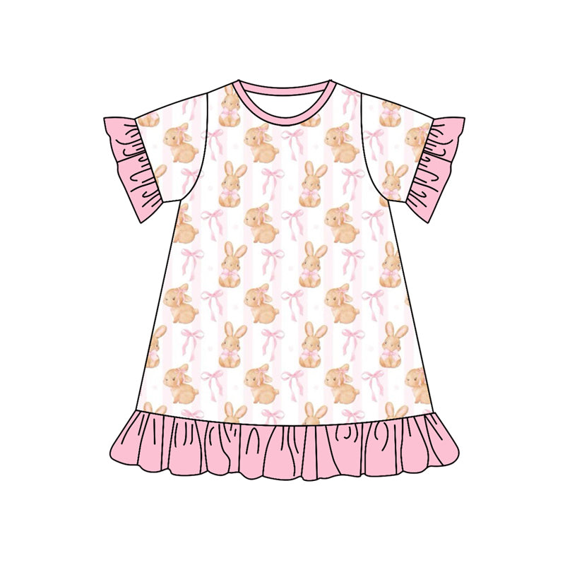 Easter bunny bunny pink bow short sleeve dress preorder