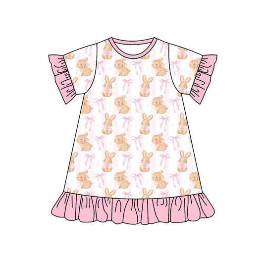 Easter bunny bunny pink bow short sleeve dress preorder