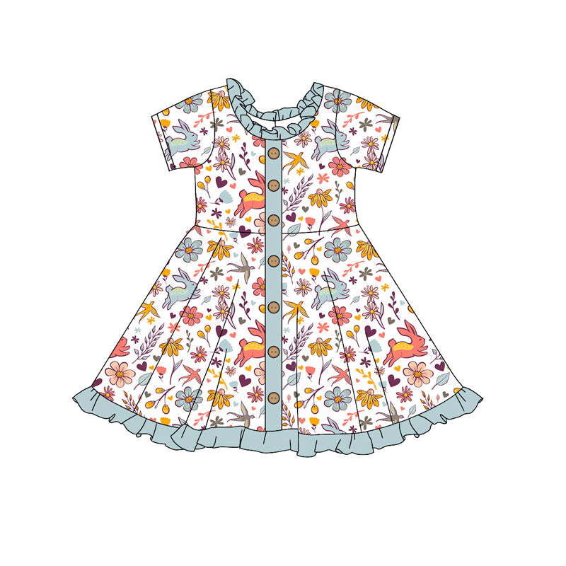 Easter bunny floral short sleeve dress preorder