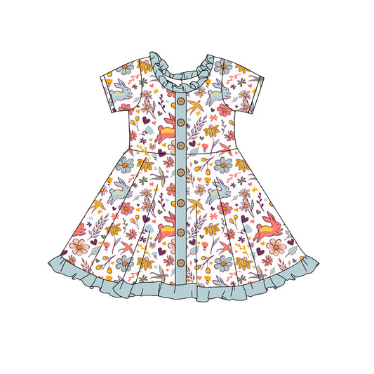 Easter bunny floral short sleeve dress preorder