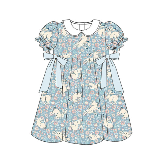 Easter bunny blue floral short sleeve dress preorder