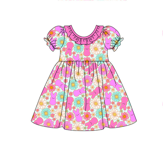 Easter bunny floral print baby girls dress preorder