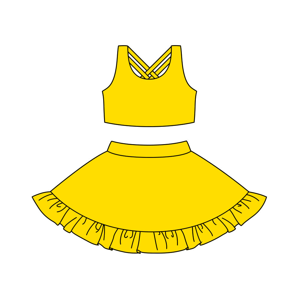 children baby girls yellow two pieces active wear athletic jumpsuits preorder