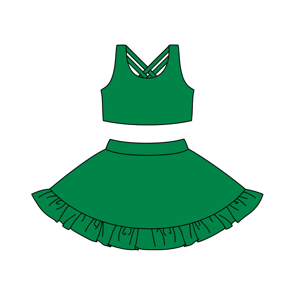 children baby girls green two pieces active wear athletic jumpsuits preorder