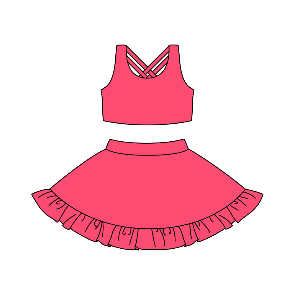 children baby girls hot pink two pieces active wear athletic jumpsuits preorder