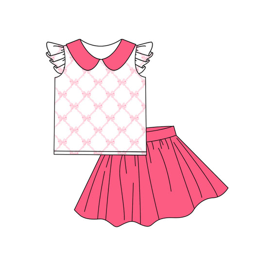 Baby girls pink bow top matching skirt outfit preorder