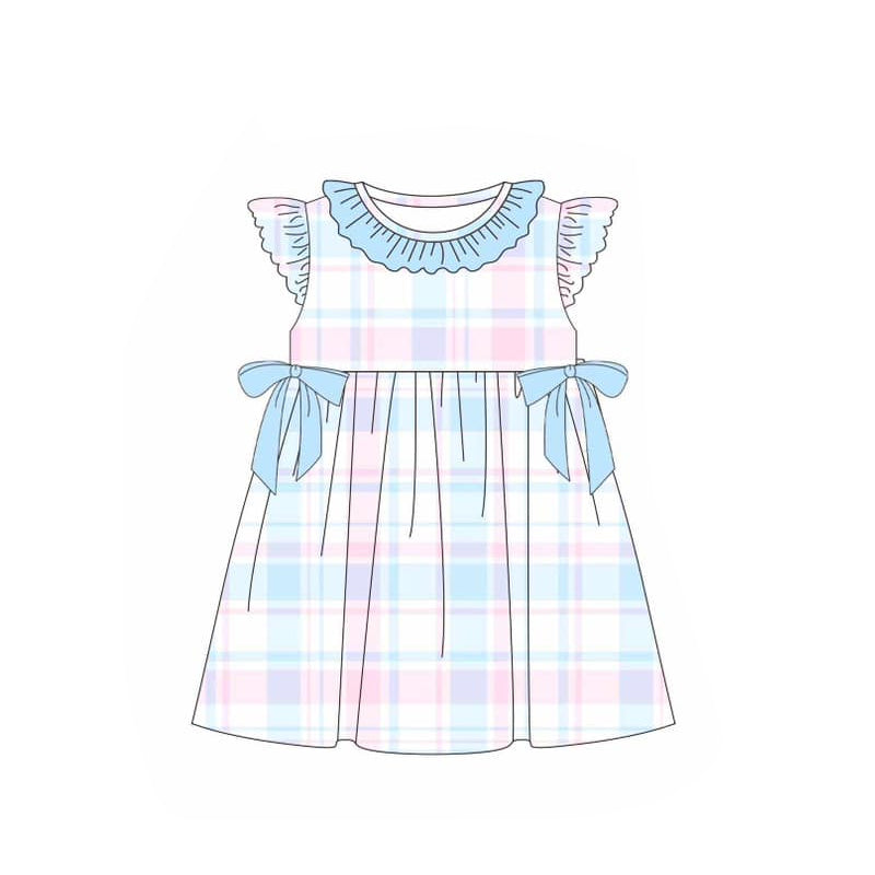 pink blue plaid baby girls summer dress preorder