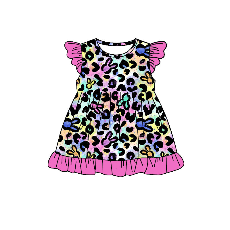 Easter bunny cheetah baby girls dress preorder